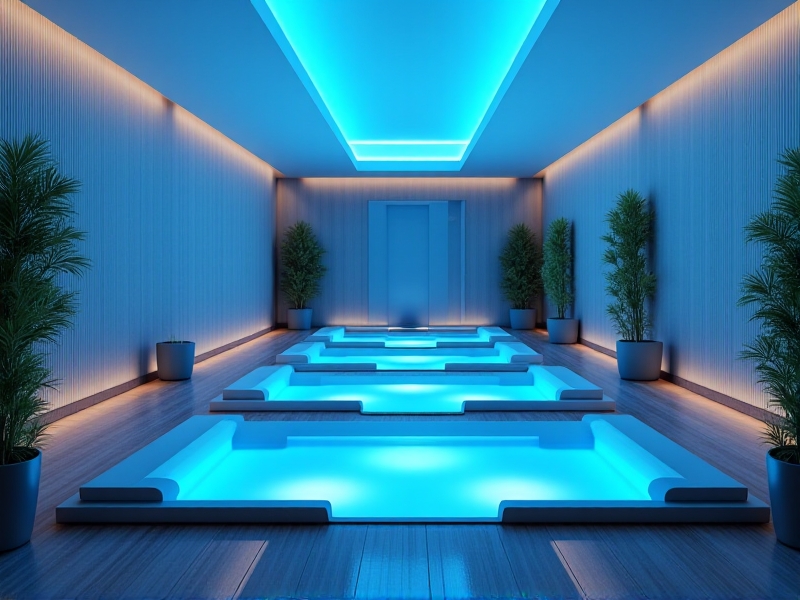 A close-up of a float tank with a person inside, surrounded by warm, calming light. The image emphasizes tranquility and innovation, showcasing the unique experience offered by the venture.